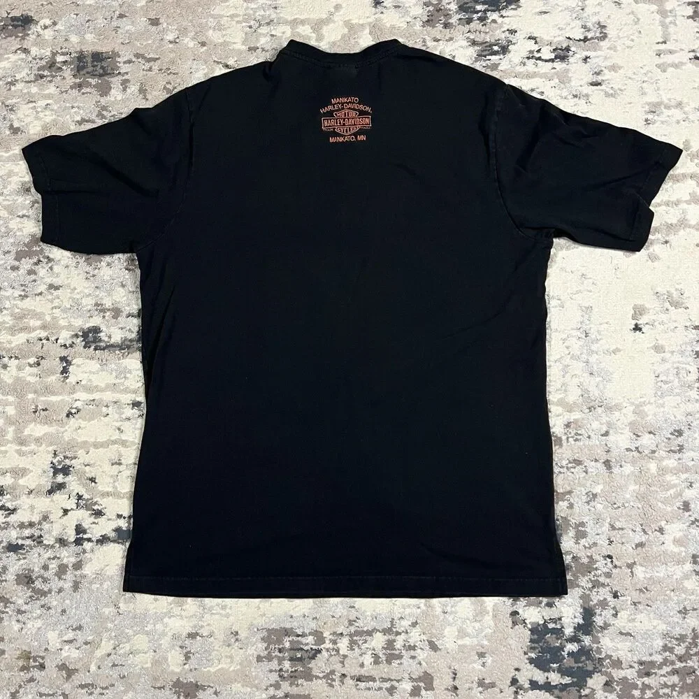 Harley-Davidson Henley Shop Shirt Mens Sz XL Mankato MN Stripe Badge Biker